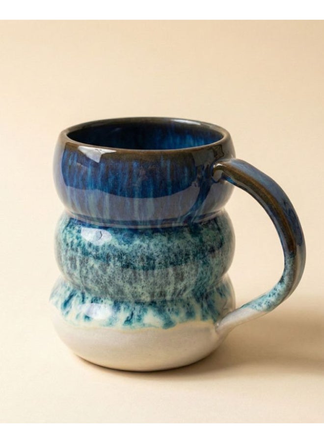 Casa Home 300ml Ceramic Mug Ocean Blue & Cream, Heat-Resistant, Microwave/Oven/Dishwasher Safe - Image 1